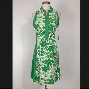 Spartina 449 Green and Cream Floral Zip Polo Dress